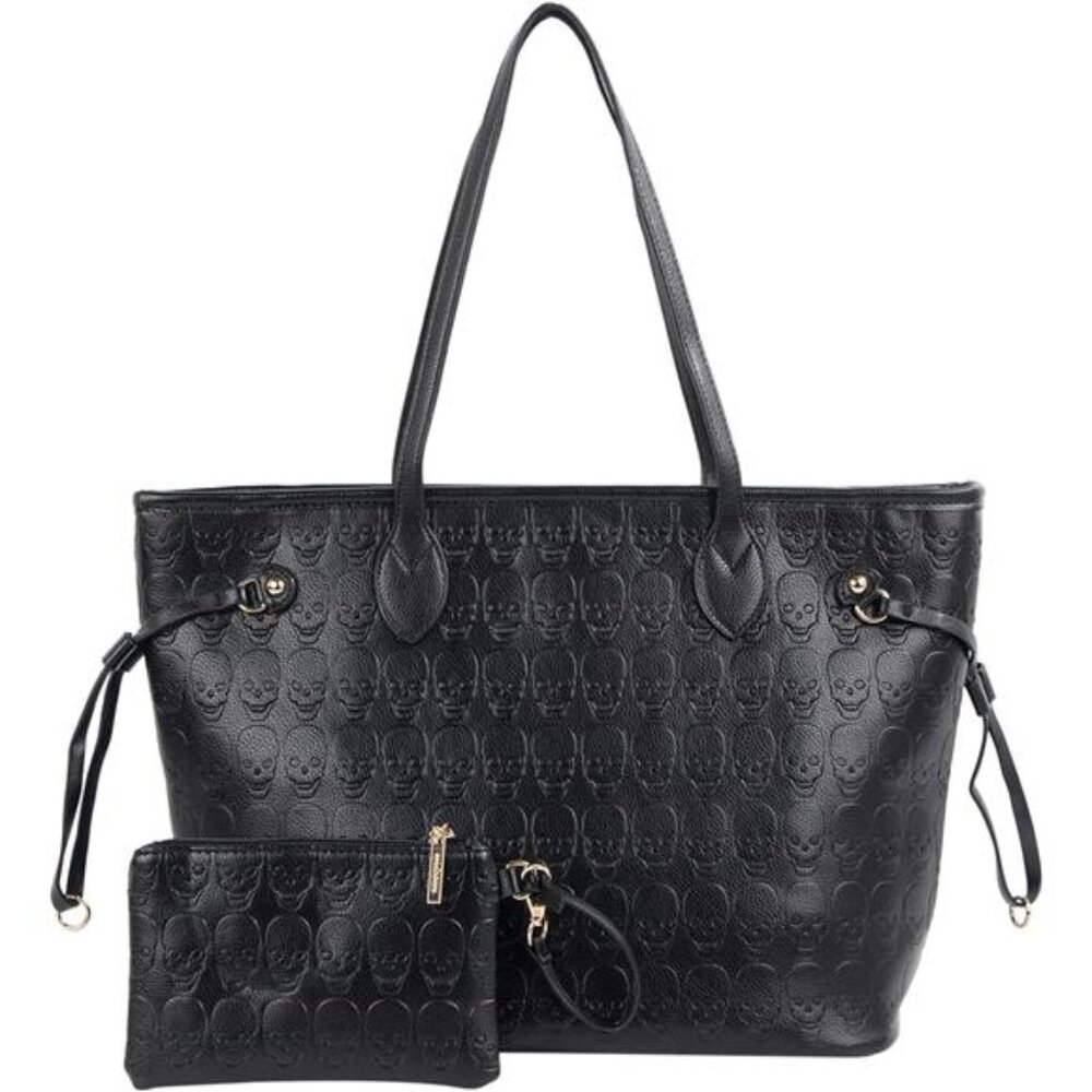 Women Devil Skull Purse Handbags Pu Leather Top-Handle Satchel Shopping Bag